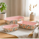 Floral Porcelain Casserole Set 3 Pcs
